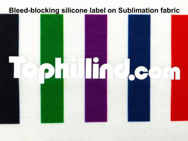 Bleed-blocking silicone label on Sublimation fabric